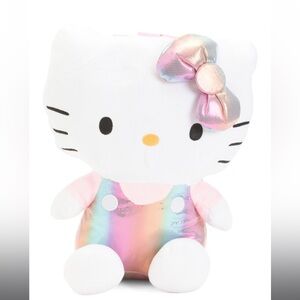 Hello Kitty Cute Plush Backpack – Iridescent Rainbow 14” OS New